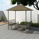 vidaXL Gartenpavillon mit Tisch und Bänken 2,5x1,5x2,4 m Taupe 180 g/m2