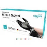 EUROPAPA EUROPAPA® 100x Nitrilhandschuhe Box Einweghandschuhe, Einmalhandschuhe, Untersuchungshandschuhe, Nitril Handschuhe, puderfrei, ohne Latex, unsteril, latexfrei, disposible gloves (L, Schwarz)