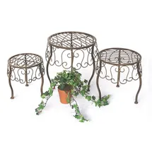 DanDiBo Ambiente Blumenhocker 3er Set 140129  Rund 30 x 30 cm Braun