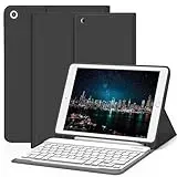ZOYU Hülle mit Tastatur für iPad 9. 8. 7. Generation 2021 2020 2019, iPad 9/8/ 7 10,2 Zoll Hülle mit Tastatur, Bluetooth Keyboard Folio mit Stifthalter, QWERTZ Layout, Schwarz