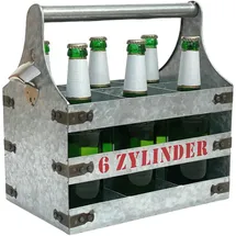 DanDiBo Ambiente Flaschenkorb Bierträger Metall mit Öffner 33 x 20 x 33 cm silber
