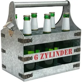 DanDiBo Ambiente Flaschenkorb Bierträger Metall mit Öffner 33 x 20 x 33 cm silber