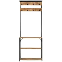 VidaXL Garderobenständer Raues Massivholz Mango Braun