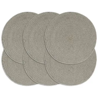 furnicato Platzset Tischsets 6 Stk. Grau 38 cm Rund Baumwolle, (6-St), Handgeflochtene Platzsets, weiche Unikate für den Esstisch grau