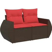 vidaXL Gartensofa-Set mit Kissen, braun, Polyrattan