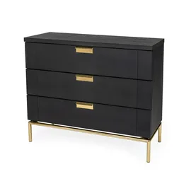 WoodMan Jugend Kommode 150 x 52 x 45 cm Braun/Schwarz