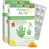 NORSAN Omega 3 vegan KIDS JELLY 45 hochdosiert (2x45 Stück) / Omega 3 vegan hochdosiert 220mg pro Kaugeleedrops/veganes Omega 3 mit EPA & DHA/Omega 3 Kids mit Tutti-Frutti-Geschmack