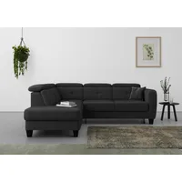 sit&more Ecksofa »Belluci L-Form«, inklusive Federkern, wahlweise mit Bettfunktion und Bettkasten, schwarz