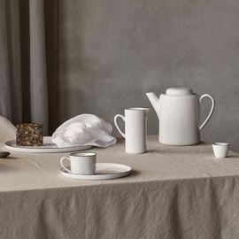 Broste Copenhagen Tasse mit Untertasse White w/Black Rim 0,1l