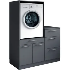 laundreezy Mehrzweckschrank-Set 118 x 162 x 68 cm Grau