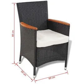 vidaXL Polyrattan Set 5-tlg. schwarz/creme