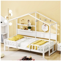 OKWISH Kinderbett mit lustigem Dach und Sicherheitszaun (Schlafsofa 90 x 200 cm), ohne Matratze weiß