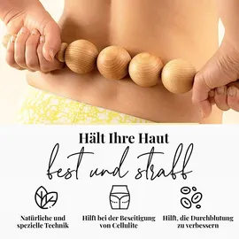 TUULI Anti Cellulite Massagegerät Massageroller Roller mit Griff Maderotherapie aus Holz