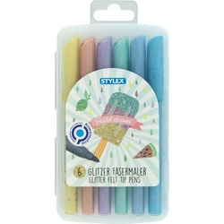 Glitzerfasermalstifte pastell 6er Etui