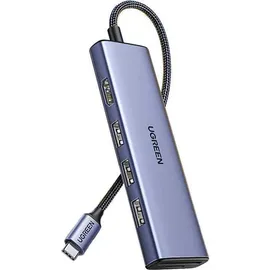 UGREEN USB-C to 3*USB.3.0+HDMI Hub 5-in-1 Multifunktions-hub-adapter 3x Usb-a HDMI 4K PD 100W (Grau)