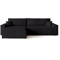 bromarkt Ecksofa Adi XL Schlaffunktion Bettkasten L-Form, 125x230 cm Schwarz - Schwarz