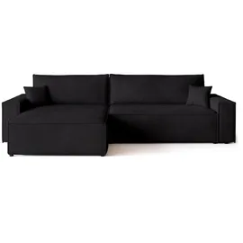 bromarkt Ecksofa Adi XL Schlaffunktion Bettkasten L-Form, 125x230 cm Schwarz - Schwarz
