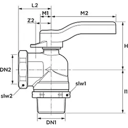 Aalberts SEPP Gas Eckkugelhahn 0210347 2,5 cbm/h, R 1xRp 1, für Zweirohrgaszähler, Messing