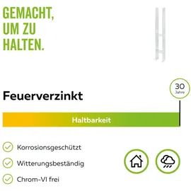 GAH Alberts Alberts 214968 H-Pfostenträger | feuerverzinkt | lichte Breite 91 mm Gesamthöhe 600 mm | Materialstärke 5 mm | 2er Set