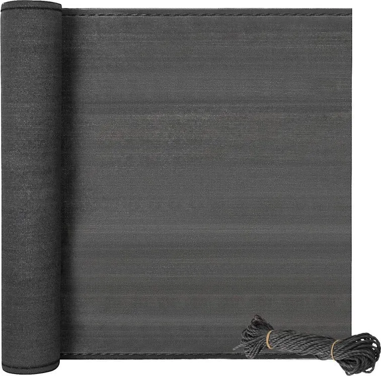 EUGAD Verstärkter Sichtschutz aus HDPE 1.5x15m mit 34m Seil, Sonnenschutz Sichtschutz für Balkon Wind Staub Sonnenschutz Anthrazit