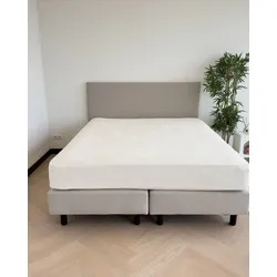 Spannbettlaken KAYORI "Tara", beige (natur), B:160cm L:220cm, Jersey-Elasthan, Obermaterial: 95% Baumwolle, 5% Elasthan (LYCRA), Laken, Hergestellt aus GOTS-zertifizierter Bio-Baumwolle
