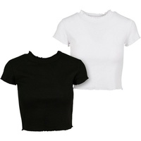 URBAN CLASSICS Cropped Kurzarm-T-Shirt 2 Einheiten Black / White