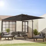 sweeek Rechteckiger Sonnenschirm 3x4m - Wimereux- Grau - Schirm, 360° kippbar und drehbar