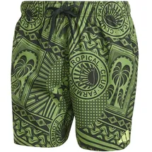 adidas FARM 3-Streifen 5-Inch Badeshorts Crew Green / Black / Semi Spark S