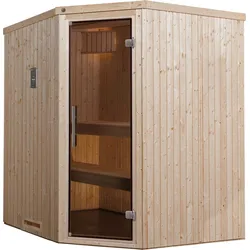Sauna WEKA "Varberg", beige (natur), Bio-Ofen, externe Steuerung, 7,5 kW, Saunen, 7,5 kW Bio-Ofen mit digitaler Steuerung