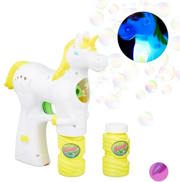 Relaxdays Einhorn Seifenblasenpistole Weiß,Gelb,Grün