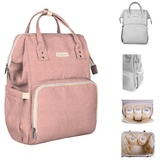 KIKKABOO Wickeltasche Siena, Rucksack, Wickelunterlage, Grifflänge einstellbar rosa