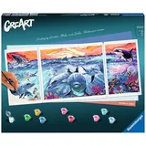 Ravensburger 23577 - CreArt, Malen nach Zahlen, Dolphins at Sunset, 100x40cm, Malset