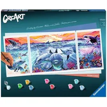 Ravensburger 23577 - CreArt, Malen nach Zahlen, Dolphins at Sunset, 100x40cm, Malset