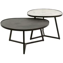 KAWOLA Couchtisch KUNA Set 2-tlg. Schiefer schwarz / braun