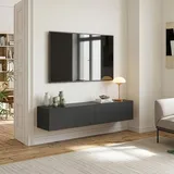 [en.casa] Evaton TV-Lowboard 160 x 32 x 30 cm Dunkelgrau Spanplatte
