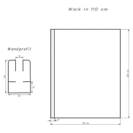 FA-Bausysteme Walk-In Glas Dusche Klarglas 110 cm