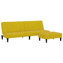 vidaXL Schlafsofa 2-Sitzer mit Fußhocker Gelb Samt