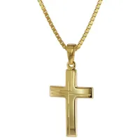 trendor Anhänger Kreuz 585 Gold (14 Karat) mit goldplattierter Kette, 40 cm