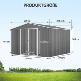 luscriate Gerätehaus 3,11 x 2,40 m Grau