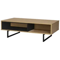 Möbilia Lowboard, natur/schwarz, Mitteldichte Faserplatte (MDF)/metall - beige
