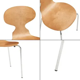 [en.casa] Esszimmerstuhl Kil Walnussoptik/Chromfarben beige 4er Set