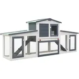 vidaXL Kleintierkäfig Großer Kaninchenstall 204 x 45 x 85 cm grau und weiß