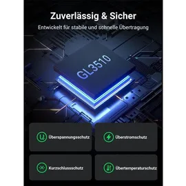 UGREEN USB-C auf 7-Port USB-A 3.0 Hub DC 12v Grau