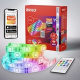 Briloner Leuchten - RGBIC LED Strip 5m, Magic RGBIC Lichtband kürzbar, App-Steuerung, Fernbedienung, Musiksensor, Sprachgesteuert, LED Band, LED Leiste, RGBIC LED Streifen, Weiß, 2313-150