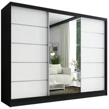 A&J MöbelLand Schiebetürenschrank AURELIA 1 200 x 215 x 59,5 cm Schwarz