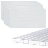 CEEDIR 14x Polycarbonat Hohlkammerplatten 4mm Doppelstegplatten Stegplatten für Gewächshaus - Transparent - 60.5 x 121cm - 10,25 m2