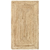 HAMID Jute Teppich, Alhambra Teppich Handgewebt 100% Naturfaser de Jute, Wohnzimmer, Schlafzimmer, Flurteppich, Farbe Natur (60x110cm)
