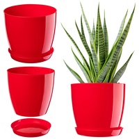 Kadax Blumentopf mit Untersetzer, aus Kunststoff, rund, 20 cm,