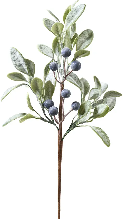 Beeren Pick 40cm mit Blättern Blaubeere  - blau/grün