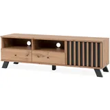furn.design TV-Lowboard Eiche und Anthrazit mit 3D-Lamellen, TV Lowboard Madem